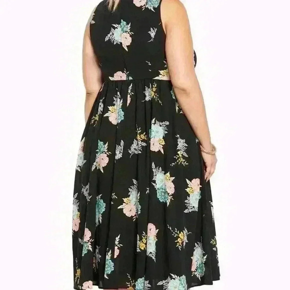 Torrid Black Floral Georgette Midi Dress 14 - Picture 2 of 10